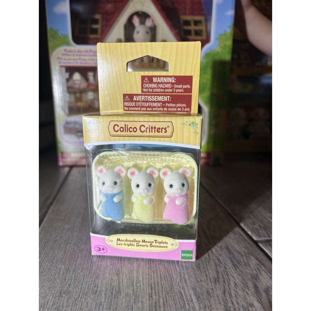 Calico Critters Marshmallow Mouse Triplets Figures Mary, Edward & Elizabeth